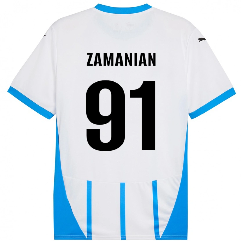 Danxen Kinderen Annahita Zamanian #91 Wit Blauw Uitshirt Uittenue 2024/25 T-Shirt