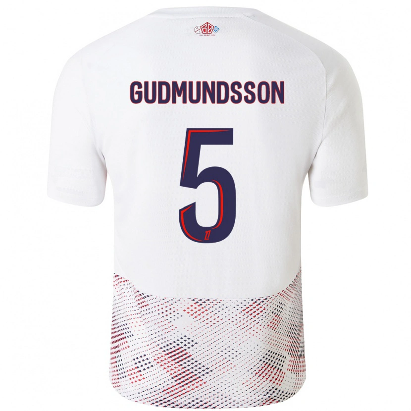 Danxen Kinderen Gabriel Gudmundsson #5 Wit Koningsblauw Uitshirt Uittenue 2024/25 T-Shirt