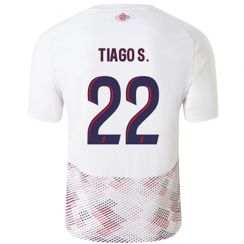 Danxen Kinderen Tiago Santos #22 Wit Koningsblauw Uitshirt Uittenue 2024/25 T-Shirt