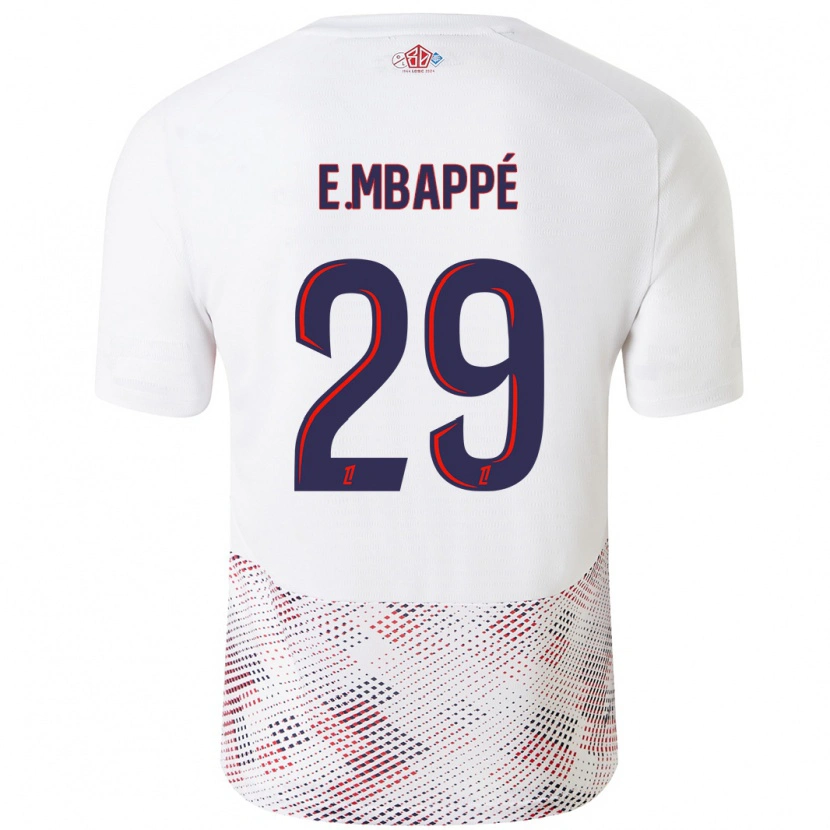 Danxen Kinderen Ethan Mbappé #29 Wit Koningsblauw Uitshirt Uittenue 2024/25 T-Shirt