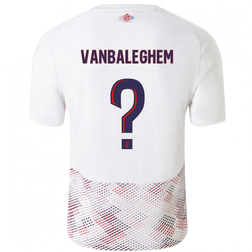 Danxen Kinderen Valentin Vanbaleghem #0 Wit Koningsblauw Uitshirt Uittenue 2024/25 T-Shirt