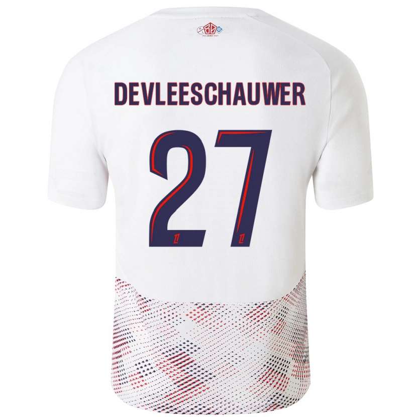 Danxen Kinderen Gwenaëlle Devleeschauwer #27 Wit Koningsblauw Uitshirt Uittenue 2024/25 T-Shirt