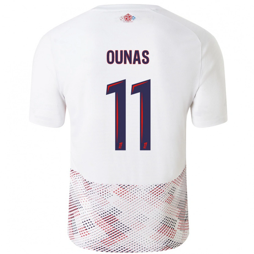 Danxen Kinderen Adam Ounas #11 Wit Koningsblauw Uitshirt Uittenue 2024/25 T-Shirt