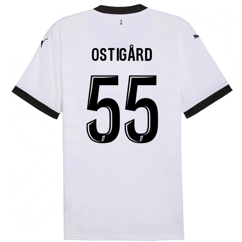 Danxen Kinderen Leo Østigård #55 Wit Zwart Uitshirt Uittenue 2024/25 T-Shirt