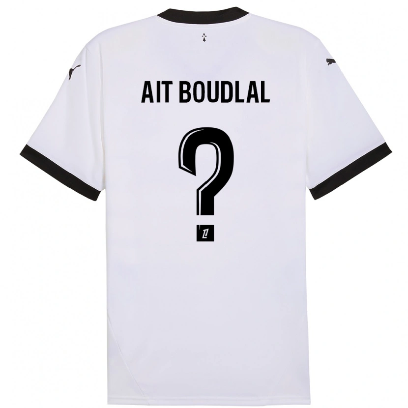 Danxen Kinderen Abdelhamid Ait Boudlal #0 Wit Zwart Uitshirt Uittenue 2024/25 T-Shirt