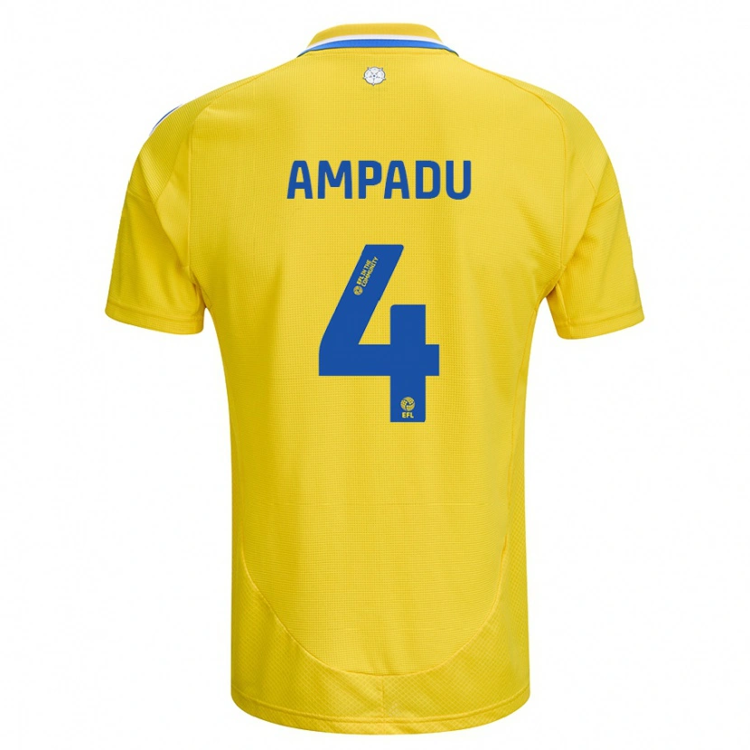 Danxen Kinderen Ethan Ampadu #4 Geel Blauw Uitshirt Uittenue 2024/25 T-Shirt