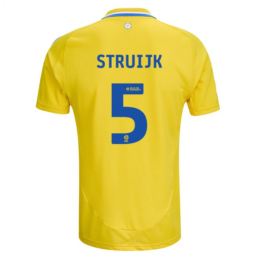 Danxen Kinderen Pascal Struijk #5 Geel Blauw Uitshirt Uittenue 2024/25 T-Shirt