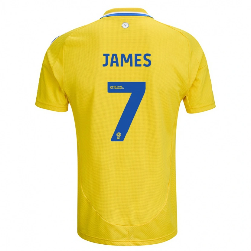 Danxen Kinderen Daniel James #7 Geel Blauw Uitshirt Uittenue 2024/25 T-Shirt