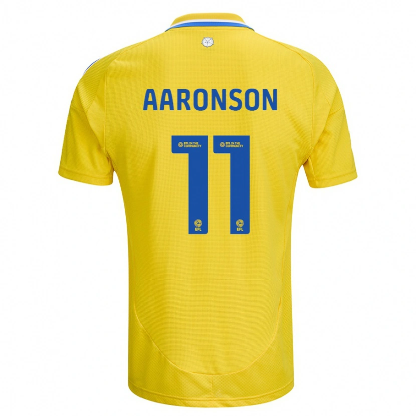 Danxen Kinderen Brenden Aaronson #11 Geel Blauw Uitshirt Uittenue 2024/25 T-Shirt