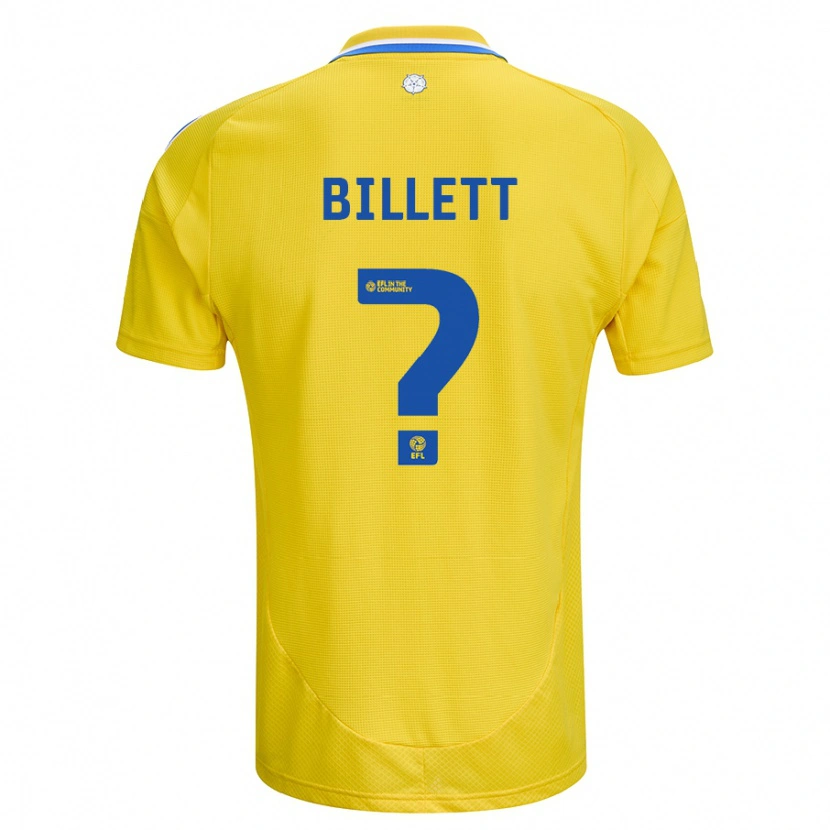 Danxen Kinderen Joe Billett #0 Geel Blauw Uitshirt Uittenue 2024/25 T-Shirt