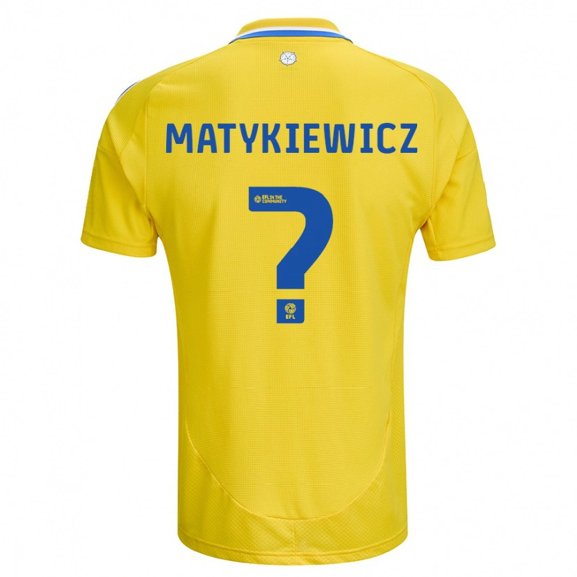 Danxen Kinderen Luke Matykiewicz #0 Geel Blauw Uitshirt Uittenue 2024/25 T-Shirt