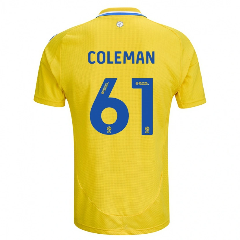 Danxen Kinderen Cian Coleman #61 Geel Blauw Uitshirt Uittenue 2024/25 T-Shirt