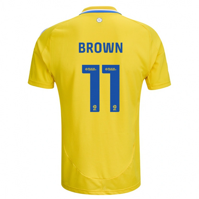 Danxen Kinderen Abbie Brown #11 Geel Blauw Uitshirt Uittenue 2024/25 T-Shirt