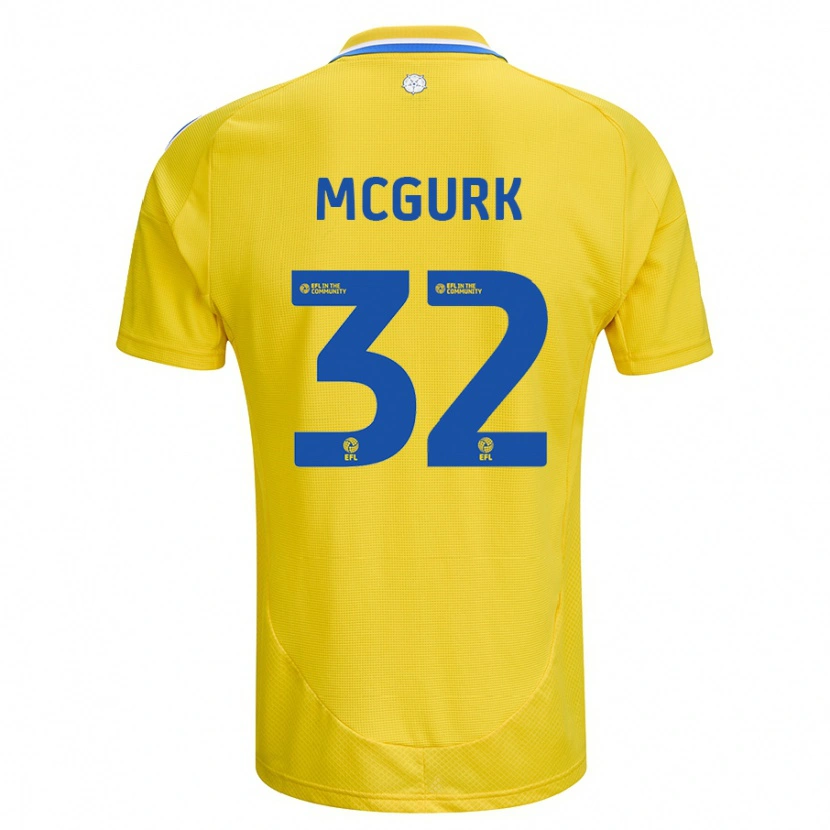 Danxen Kinderen Sean Mcgurk #32 Geel Blauw Uitshirt Uittenue 2024/25 T-Shirt