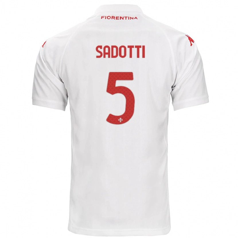 Danxen Kinderen Edoardo Sadotti #5 Wit Uitshirt Uittenue 2024/25 T-Shirt