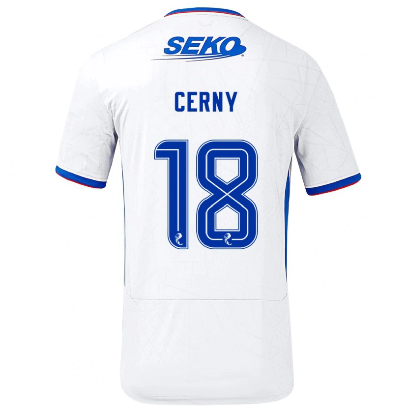 Danxen Kinderen Vaclav Cerny #18 Wit Blauw Uitshirt Uittenue 2024/25 T-Shirt