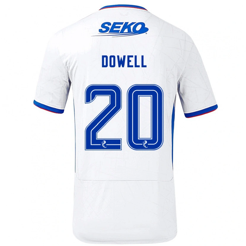 Danxen Kinderen Kieran Dowell #20 Wit Blauw Uitshirt Uittenue 2024/25 T-Shirt