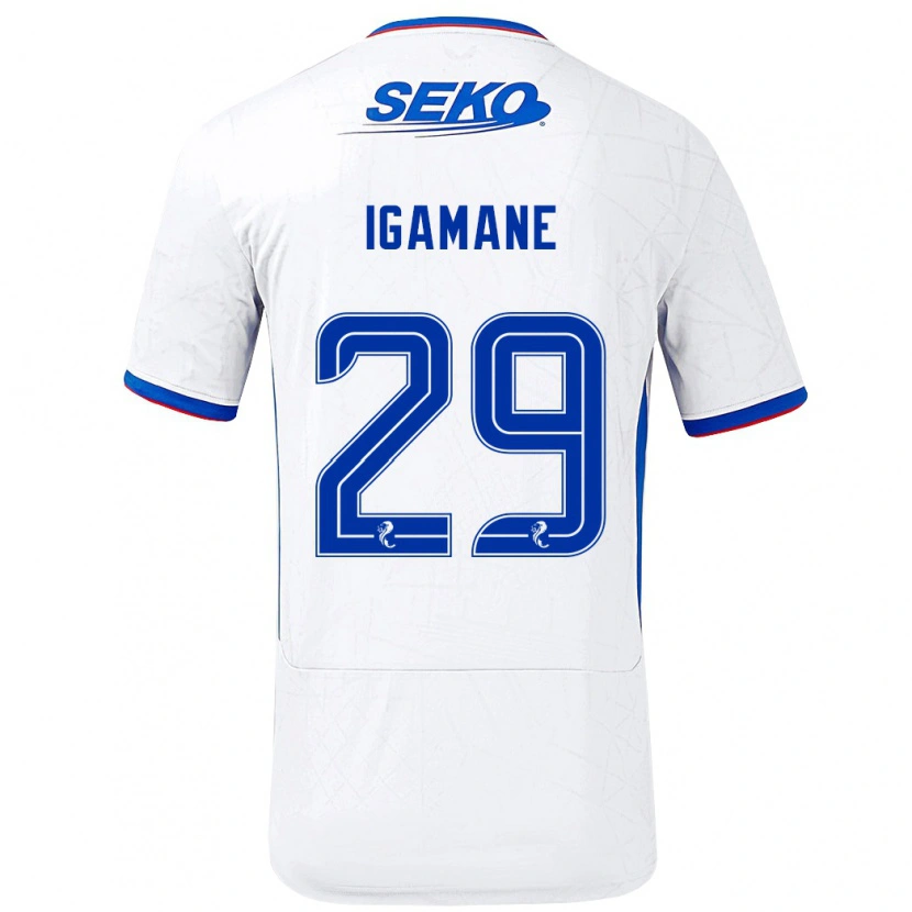 Danxen Kinderen Hamza Igamane #29 Wit Blauw Uitshirt Uittenue 2024/25 T-Shirt