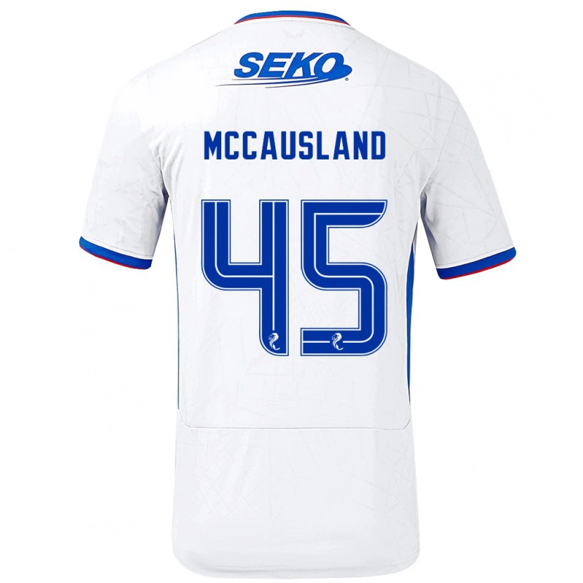 Danxen Kinderen Ross Mccausland #45 Wit Blauw Uitshirt Uittenue 2024/25 T-Shirt