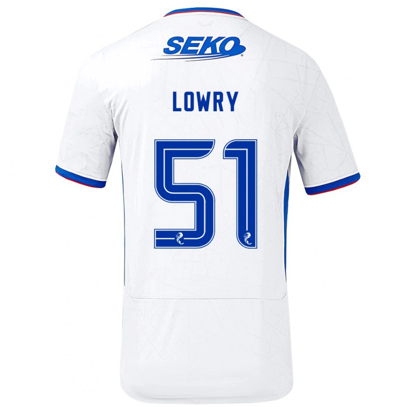 Danxen Kinderen Alex Lowry #51 Wit Blauw Uitshirt Uittenue 2024/25 T-Shirt