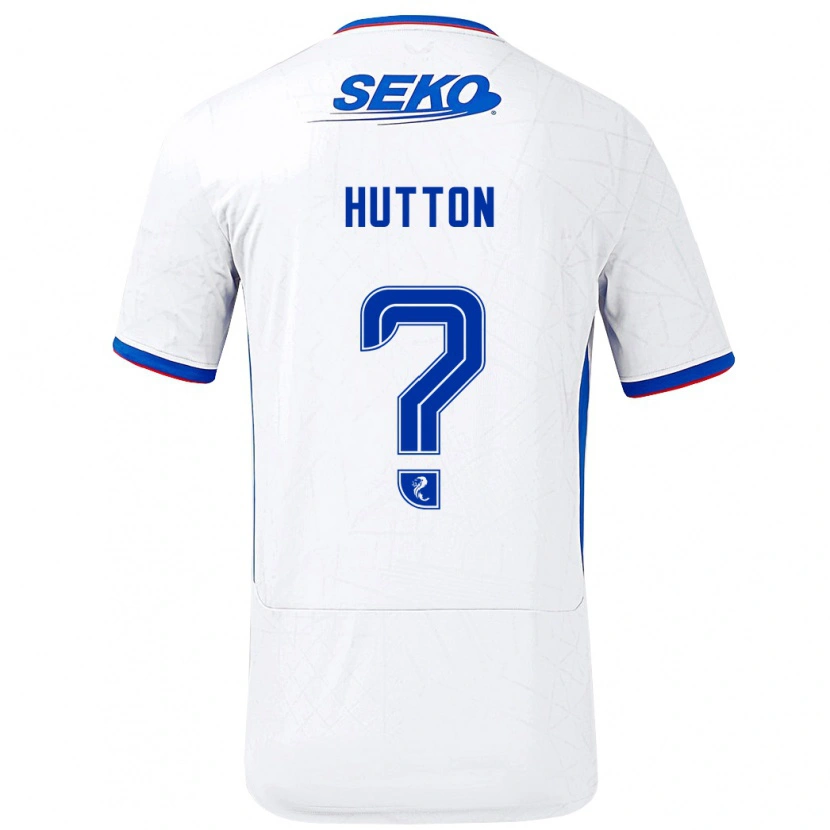 Danxen Kinderen Zander Hutton #0 Wit Blauw Uitshirt Uittenue 2024/25 T-Shirt