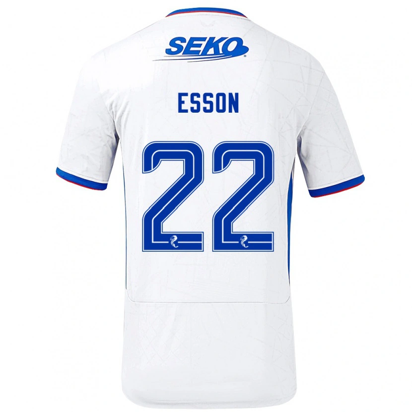 Danxen Kinderen Victoria Esson #22 Wit Blauw Uitshirt Uittenue 2024/25 T-Shirt