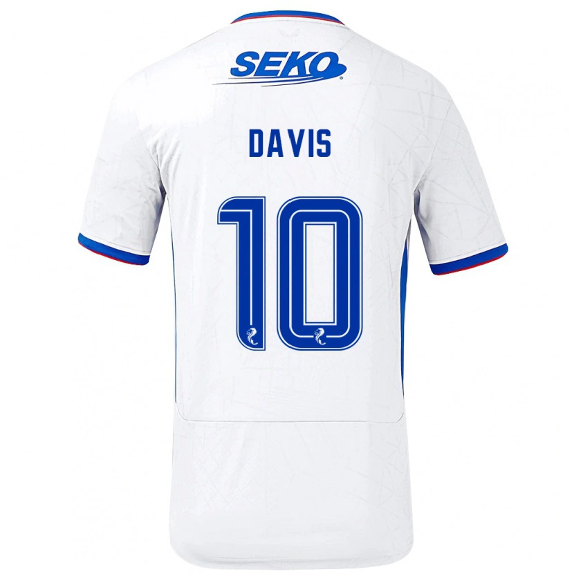 Danxen Kinderen Steven Davis #10 Wit Blauw Uitshirt Uittenue 2024/25 T-Shirt