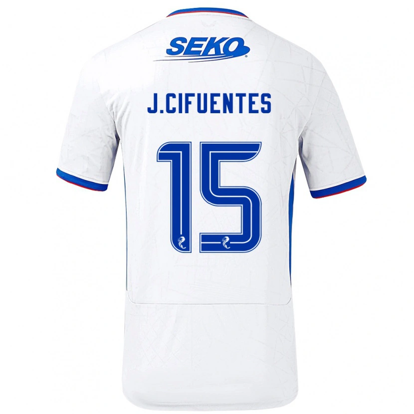 Danxen Kinderen José Cifuentes #15 Wit Blauw Uitshirt Uittenue 2024/25 T-Shirt