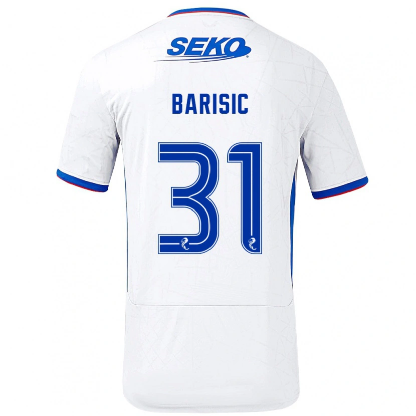 Danxen Kinderen Borna Barisic #31 Wit Blauw Uitshirt Uittenue 2024/25 T-Shirt