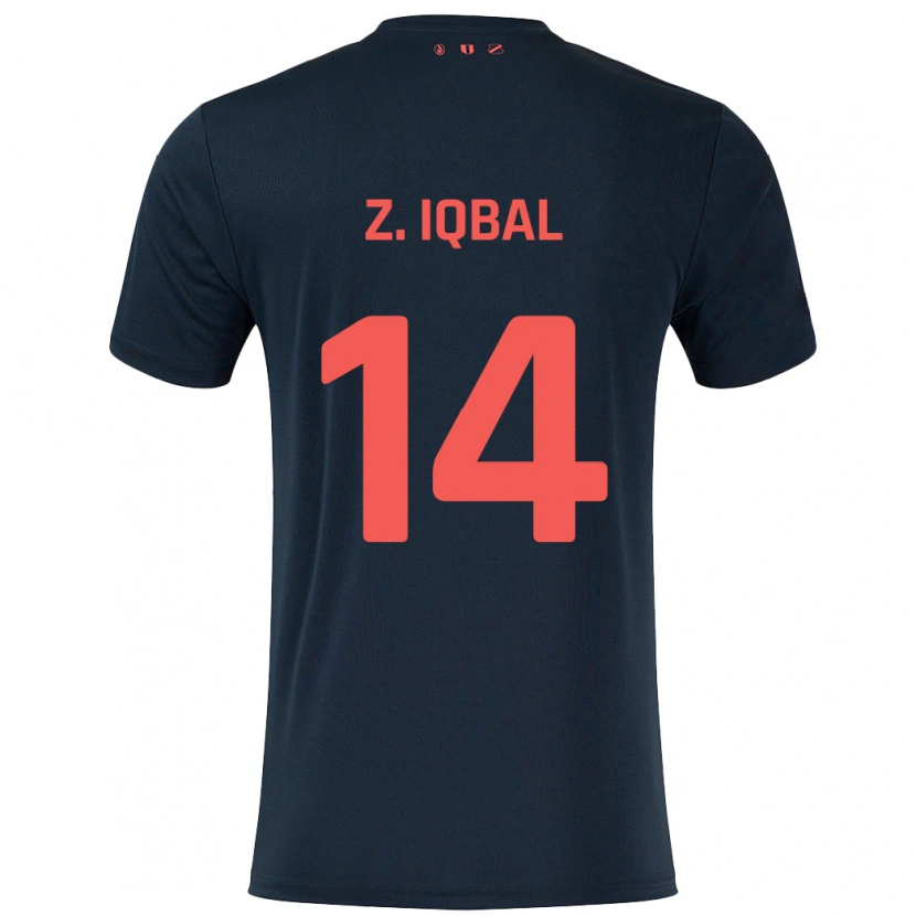 Danxen Kinderen Zidane Iqbal #14 Zwart Rood Uitshirt Uittenue 2024/25 T-Shirt