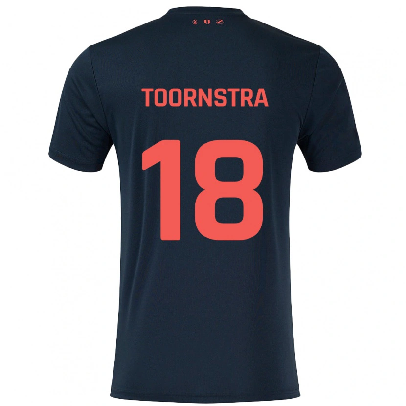 Danxen Kinderen Jens Toornstra #18 Zwart Rood Uitshirt Uittenue 2024/25 T-Shirt