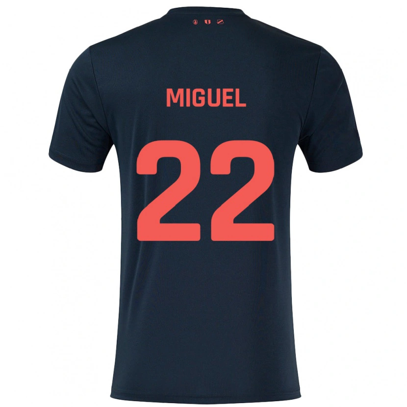 Danxen Kinderen Miguel Rodríguez #22 Zwart Rood Uitshirt Uittenue 2024/25 T-Shirt