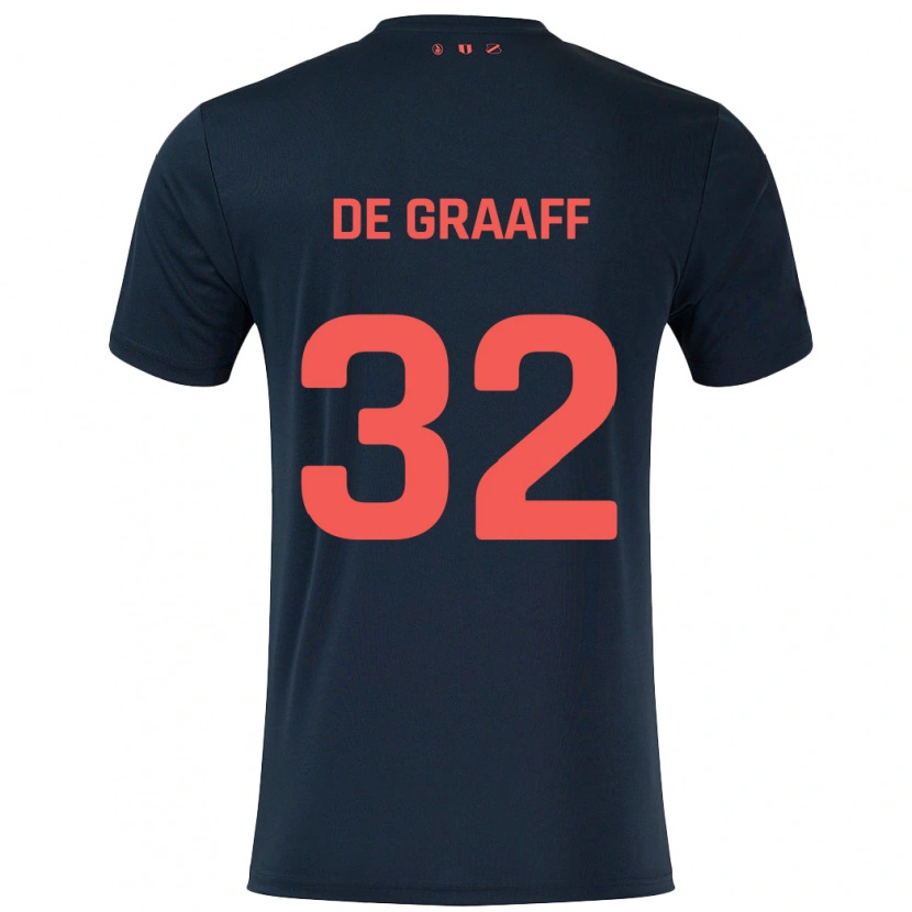 Danxen Kinderen Tom De Graaff #32 Zwart Rood Uitshirt Uittenue 2024/25 T-Shirt