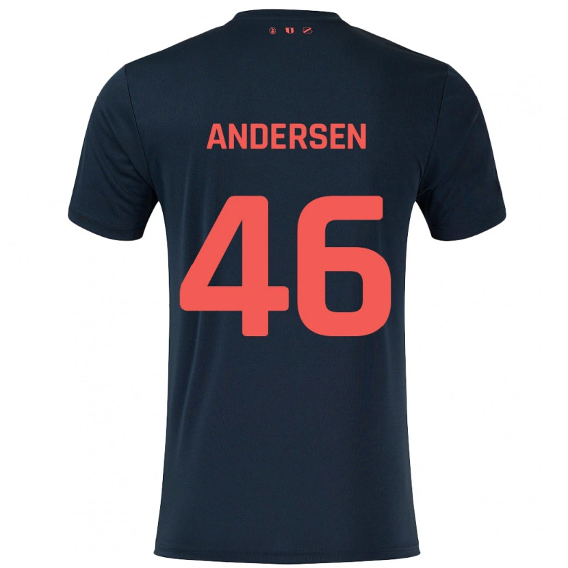 Danxen Kinderen Silas Andersen #46 Zwart Rood Uitshirt Uittenue 2024/25 T-Shirt