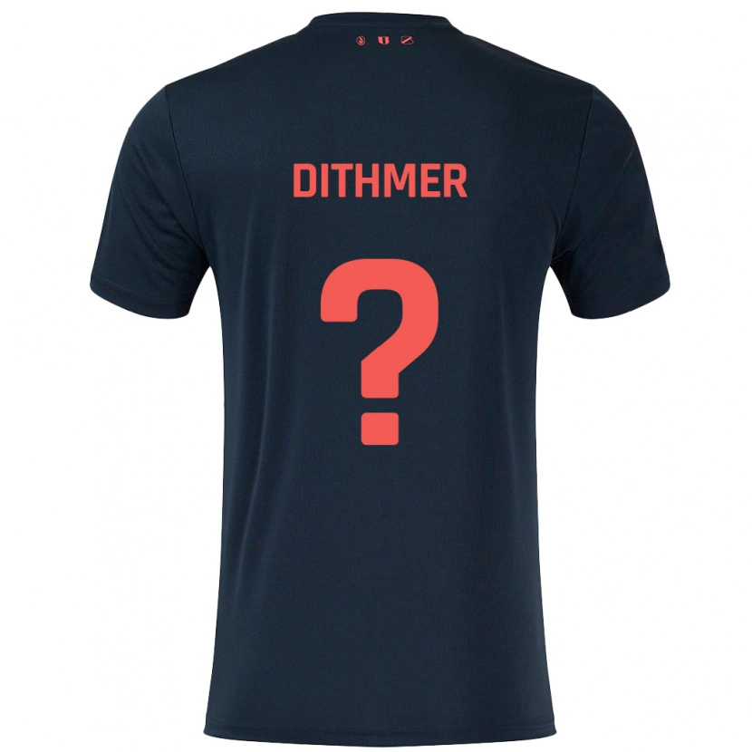 Danxen Kinderen Andreas Dithmer #0 Zwart Rood Uitshirt Uittenue 2024/25 T-Shirt