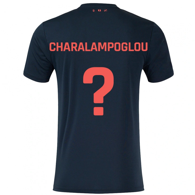 Danxen Kinderen Georgios Charalampoglou #0 Zwart Rood Uitshirt Uittenue 2024/25 T-Shirt