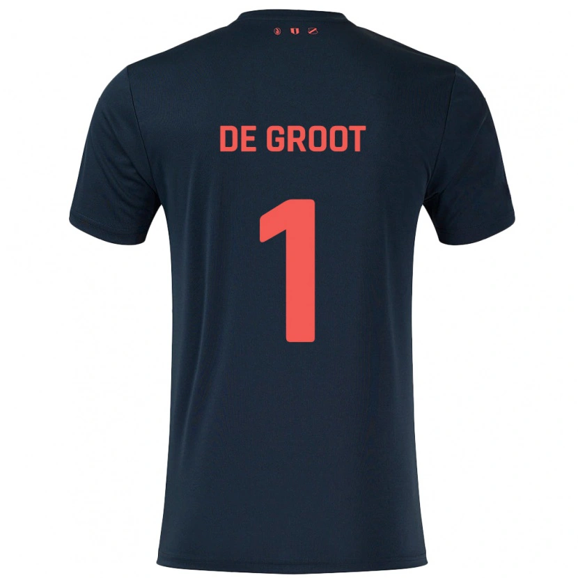 Danxen Kinderen Jasmijn De Groot #1 Zwart Rood Uitshirt Uittenue 2024/25 T-Shirt