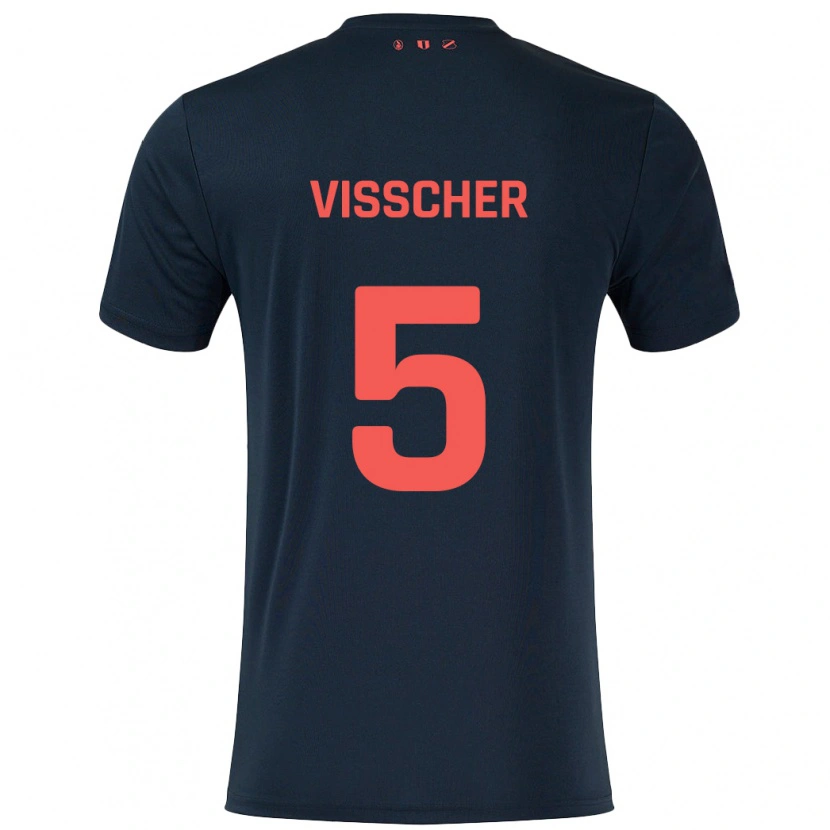 Danxen Kinderen Amber Visscher #5 Zwart Rood Uitshirt Uittenue 2024/25 T-Shirt