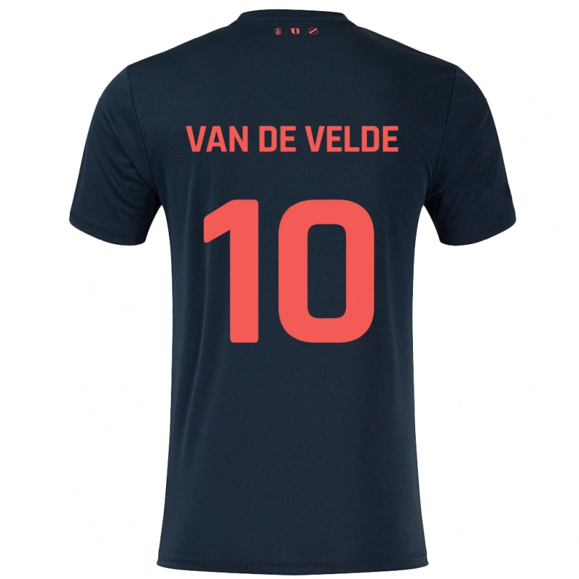 Danxen Kinderen Senne Van De Velde #10 Zwart Rood Uitshirt Uittenue 2024/25 T-Shirt