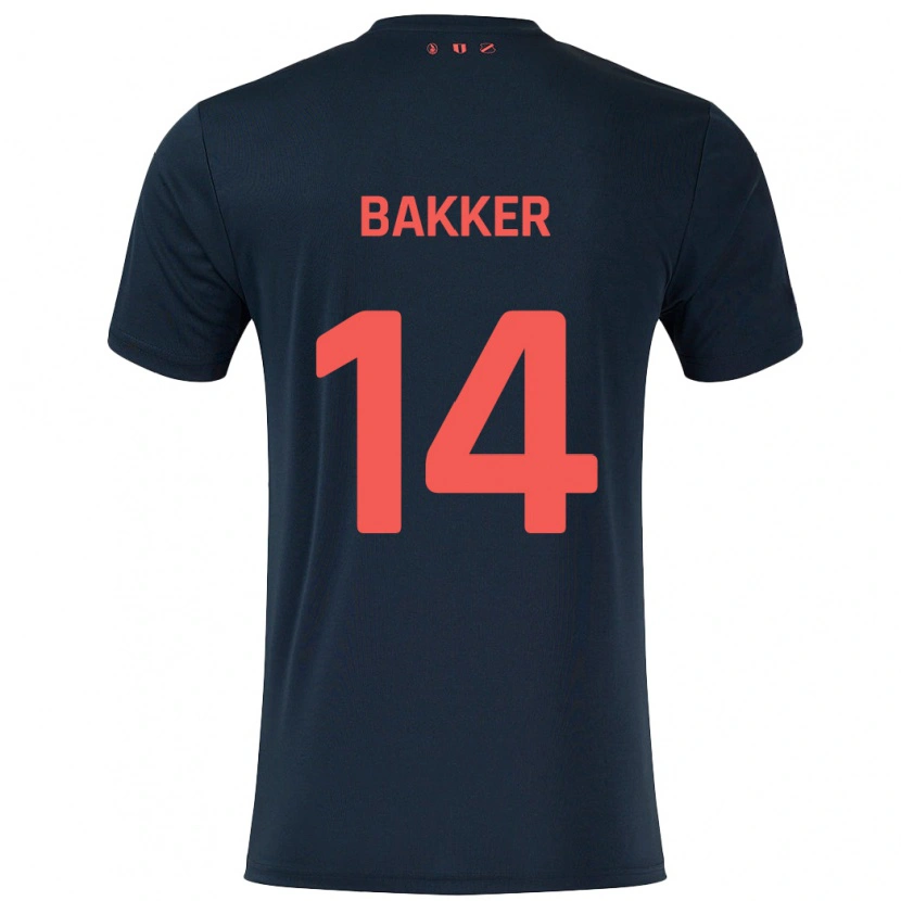 Danxen Kinderen Eshly Bakker #14 Zwart Rood Uitshirt Uittenue 2024/25 T-Shirt