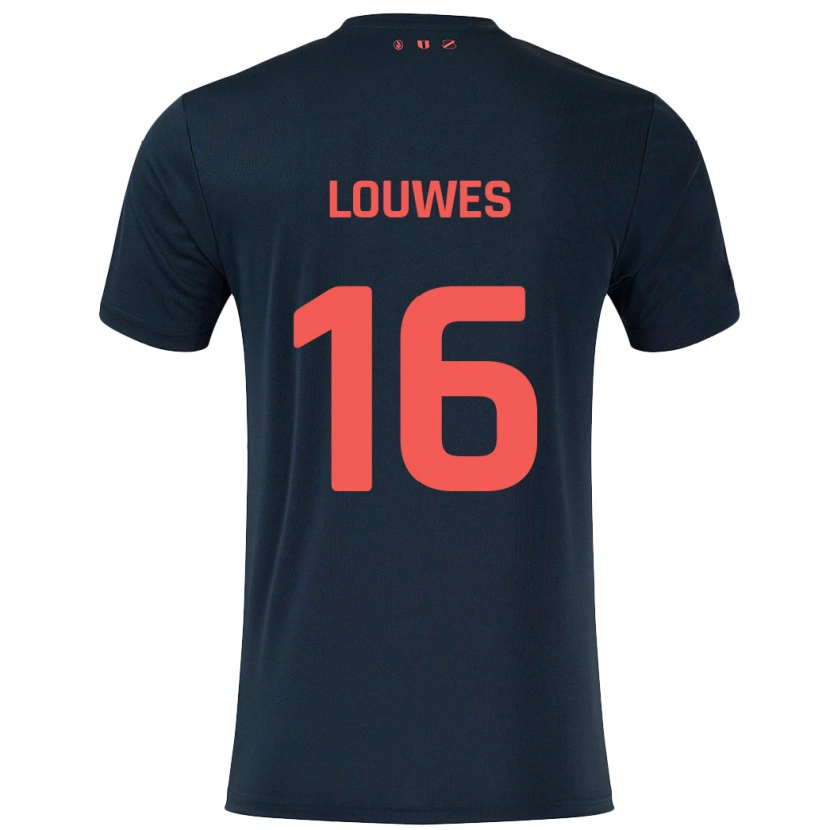 Danxen Kinderen Puck Louwes #16 Zwart Rood Uitshirt Uittenue 2024/25 T-Shirt