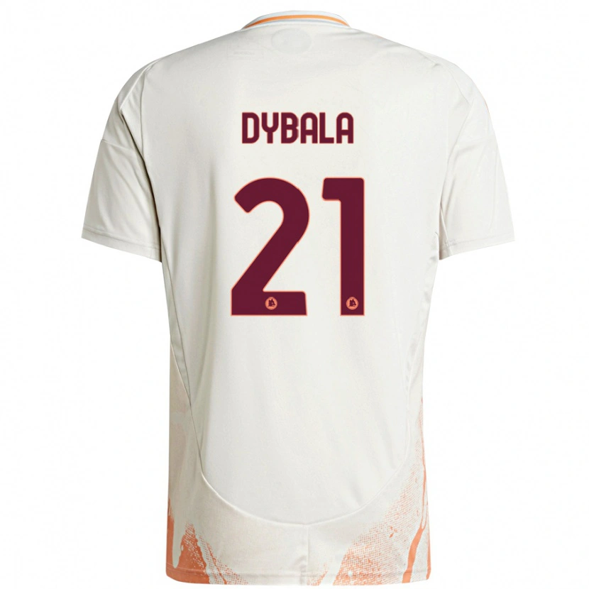 Danxen Kinderen Paulo Dybala #21 Crème Wit Oranje Uitshirt Uittenue 2024/25 T-Shirt