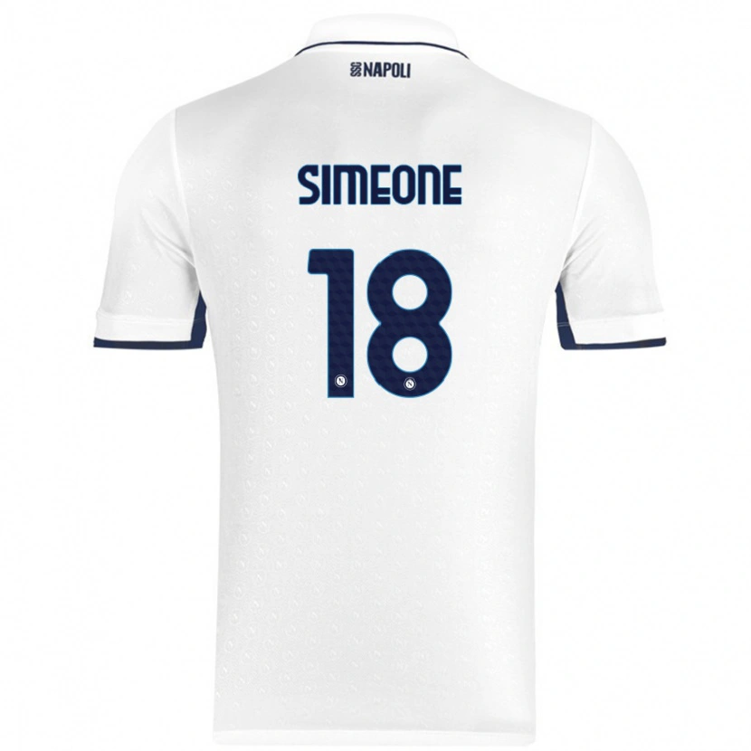 Danxen Kinderen Giovanni Simeone #18 Wit Koningsblauw Uitshirt Uittenue 2024/25 T-Shirt