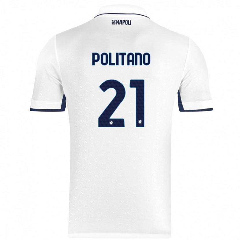 Danxen Kinderen Matteo Politano #21 Wit Koningsblauw Uitshirt Uittenue 2024/25 T-Shirt