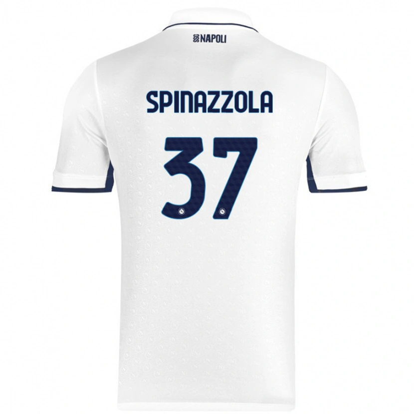 Danxen Kinderen Leonardo Spinazzola #37 Wit Koningsblauw Uitshirt Uittenue 2024/25 T-Shirt