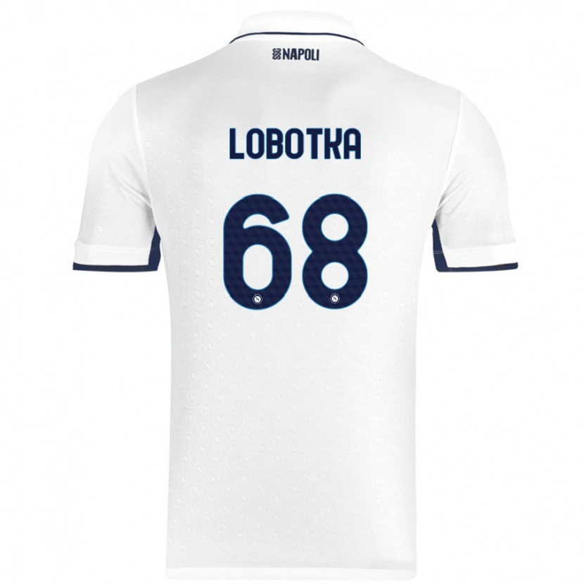 Danxen Kinderen Stanislav Lobotka #68 Wit Koningsblauw Uitshirt Uittenue 2024/25 T-Shirt