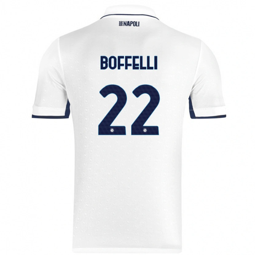 Danxen Kinderen Valerio Boffelli #22 Wit Koningsblauw Uitshirt Uittenue 2024/25 T-Shirt