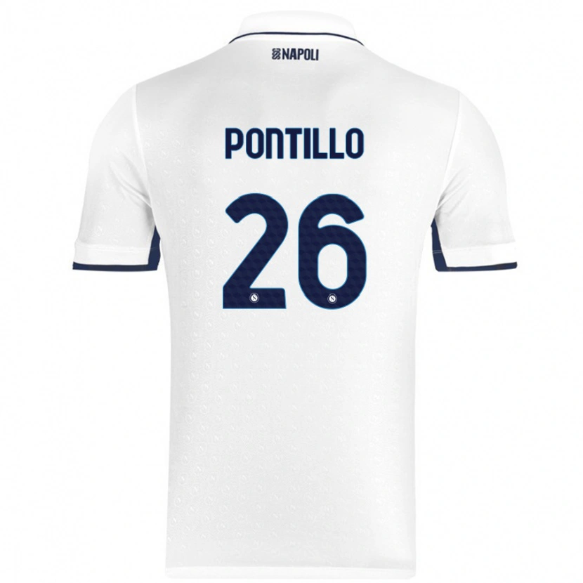 Danxen Kinderen Pasquale Pontillo #26 Wit Koningsblauw Uitshirt Uittenue 2024/25 T-Shirt