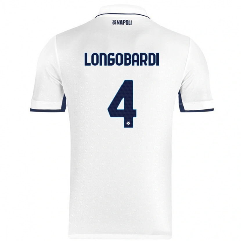 Danxen Kinderen Salvatore Longobardi #4 Wit Koningsblauw Uitshirt Uittenue 2024/25 T-Shirt