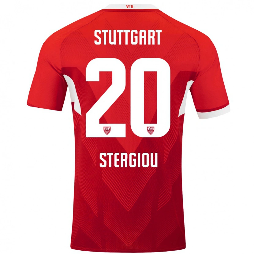 Danxen Kinderen Leonidas Stergiou #20 Rood Wit Uitshirt Uittenue 2024/25 T-Shirt